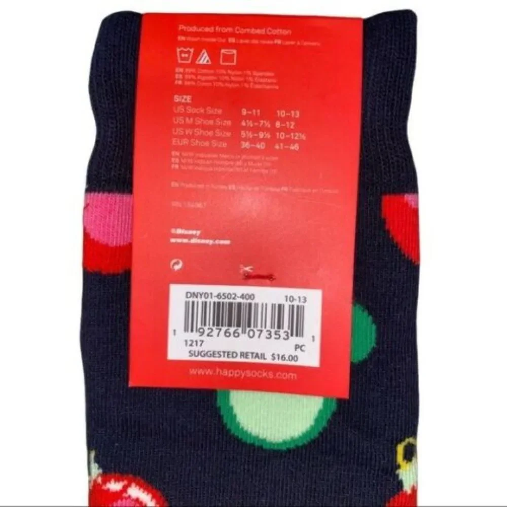 Happy Socks Disney Navy Baublelicious Mickey Unisex Holiday Socks Size 10-13 NWT